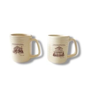 Vintage Village of Tobaccoville Doral Coffee Mugs Town Hall Tobacco Barn Set 2